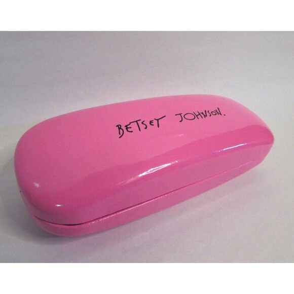 Betsey Johnson Eyeglass Clamshell Hardshell Hot Pink Case Black Interior - Picture 2 of 7